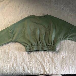 Cropped Sage Green Pullover Sweatshirt Set